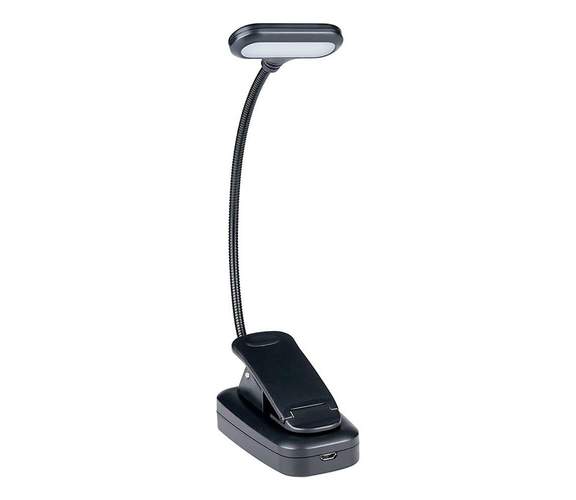 Grundig - LED Nabíjecí stolní lampa s klipem LED/5V 400 mAh černá 8711252331164