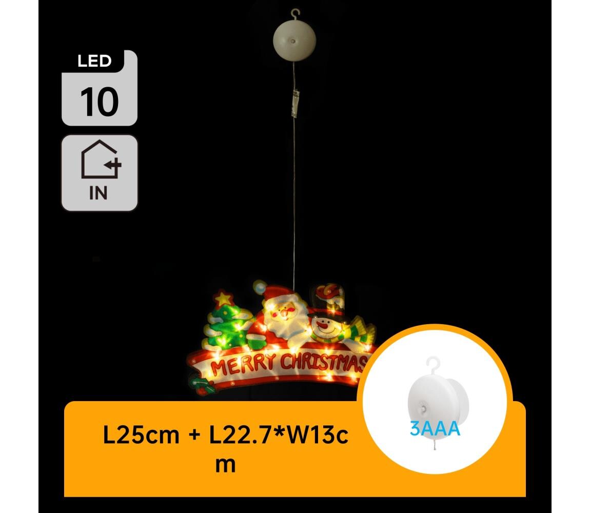 B.V.  - LED Vánoční dekorace 10xLED/3xAAA veselé vánoce 13 cm B10303K65