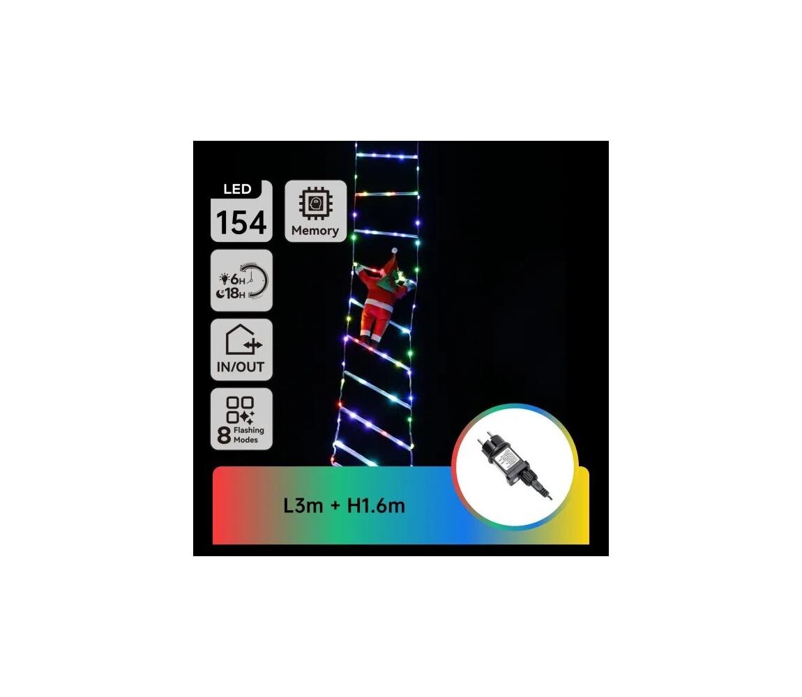 B.V.  - LED RGBY Ven. ván. dekorace 154xLED/3,6W/230V/8 funkcí 1,6m IP44 B10303Y24