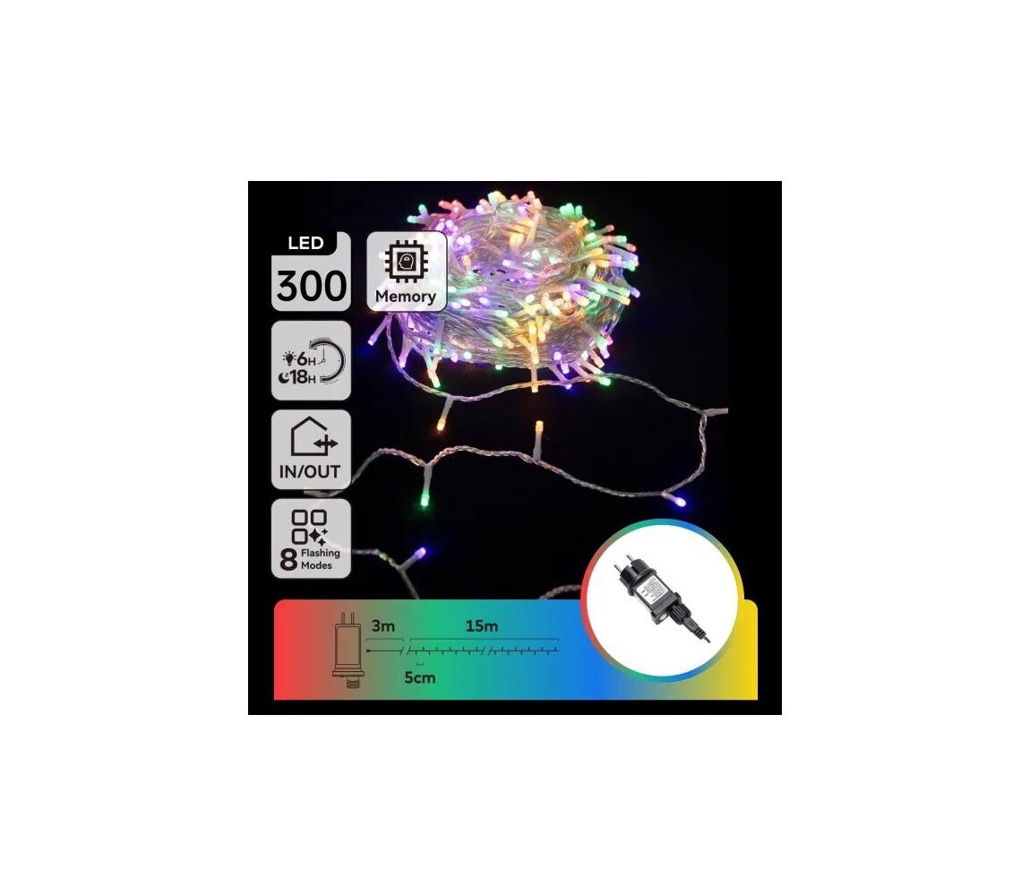 B.V.  - LED RGBY Venkovní vánoční řetěz 300xLED/6W/230V 15m IP44 B10303ABLR