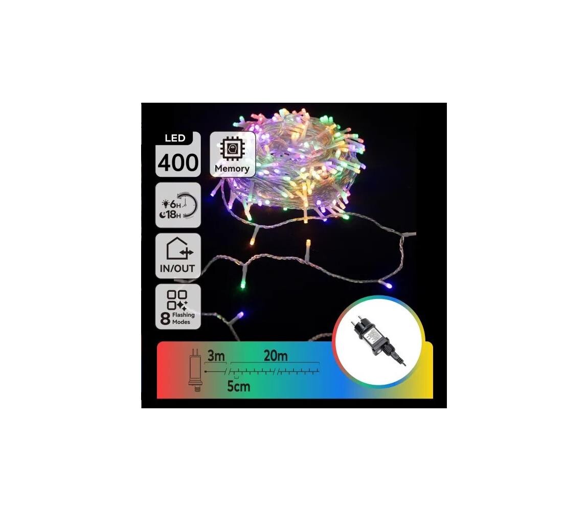 B.V.  - LED RGBY Venkovní vánoční řetěz 400xLED/6W/230V 20m IP44 B10303ABLS