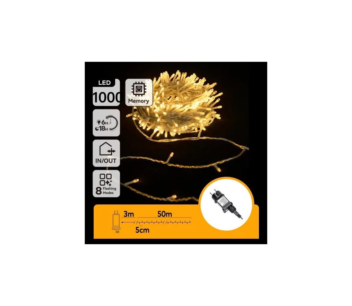 B.V.  - LED Venkovní vánoční řetěz 1000xLED/6W/230V 50m IP44 teplá bílá B10303ABMB