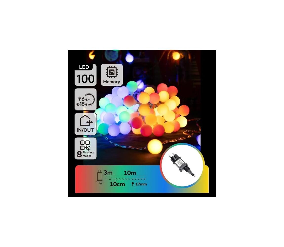 B.V.  - LED RGBY Venkovní dekorační řetěz 100xLED/3,6W/230V/8 funkcí 10m IP44 B103031RJ