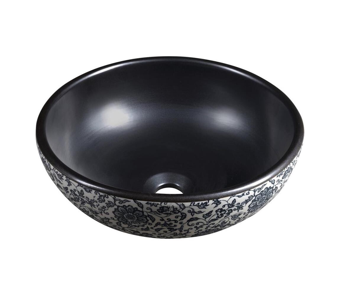 Sapho - Umyvadlo na desku PRIORI pr. 41 cm černá/bílá PI034