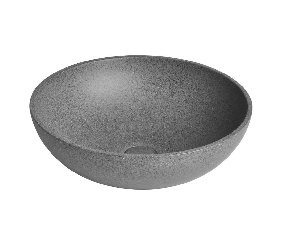 Sapho - Umyvadlo na desku TURF pr. 44 cm beton/černý granit AR436