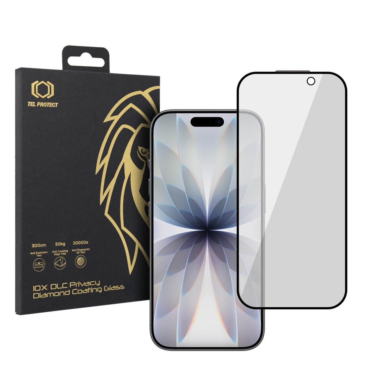 Tvrzené sklo Tel Protect 10X Privacy DLC Diamond Coating pro iPhone 16 Pro-17