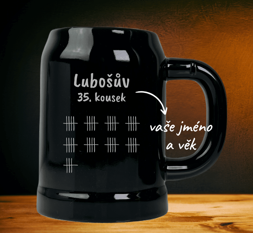 Dekorant Keramický půllitr k narozeninám ČÁRKY