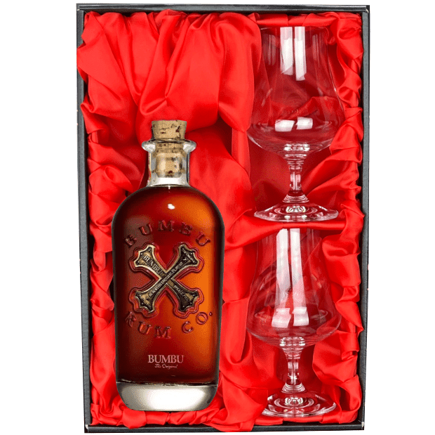 Alkohol Dárková sada Bumbu Original 0,7l 40% se 2 sklenicemi na rum Gentleman