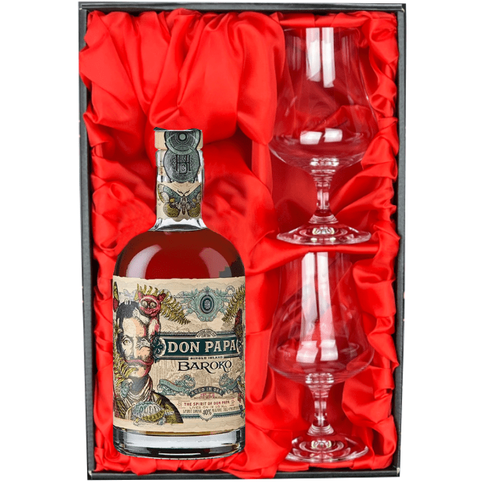 Alkohol Dárková sada Don Papa Baroko 0,7l 40% se 2 sklenicemi na rum Gentleman