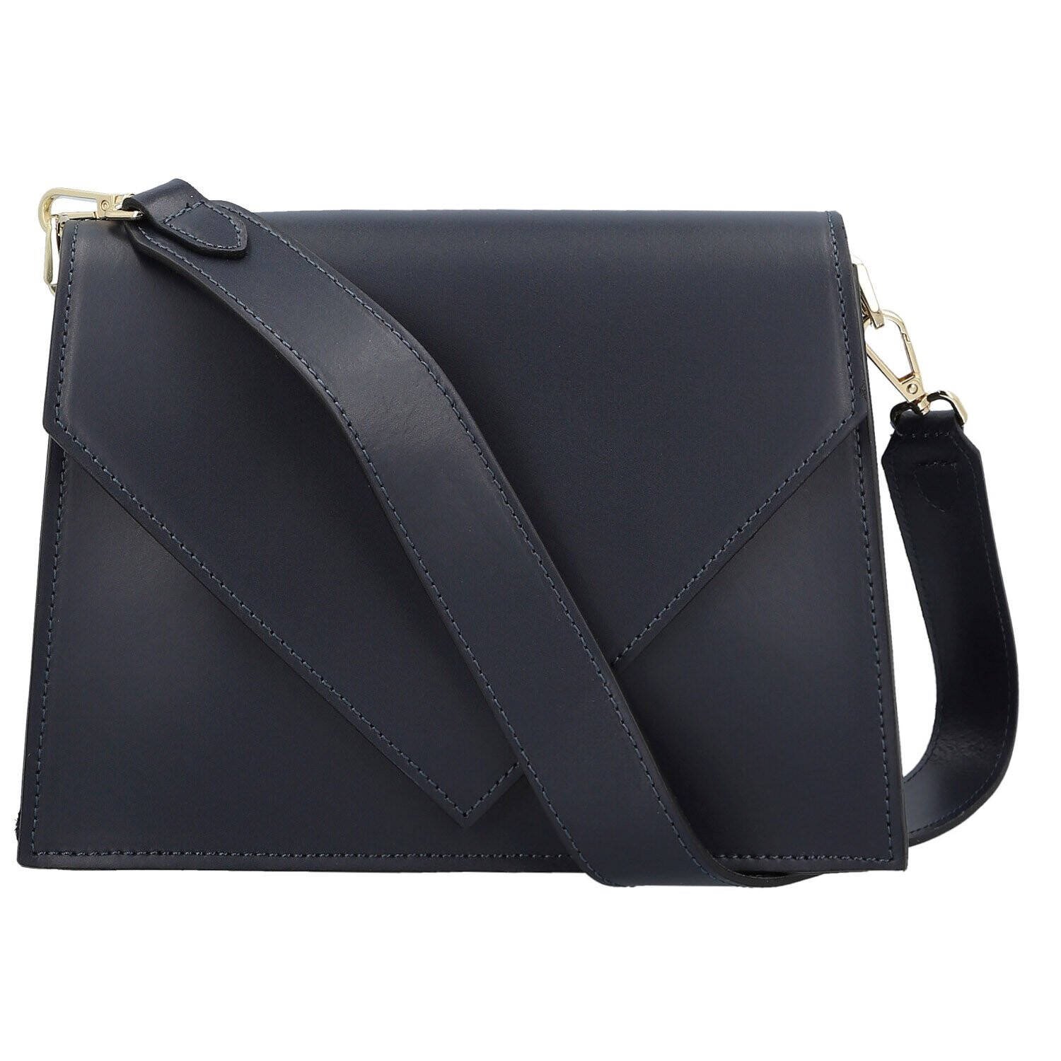 Dámská kožená kabelka na rameno tmavě modrá - Delami Charlien tmavě modrá