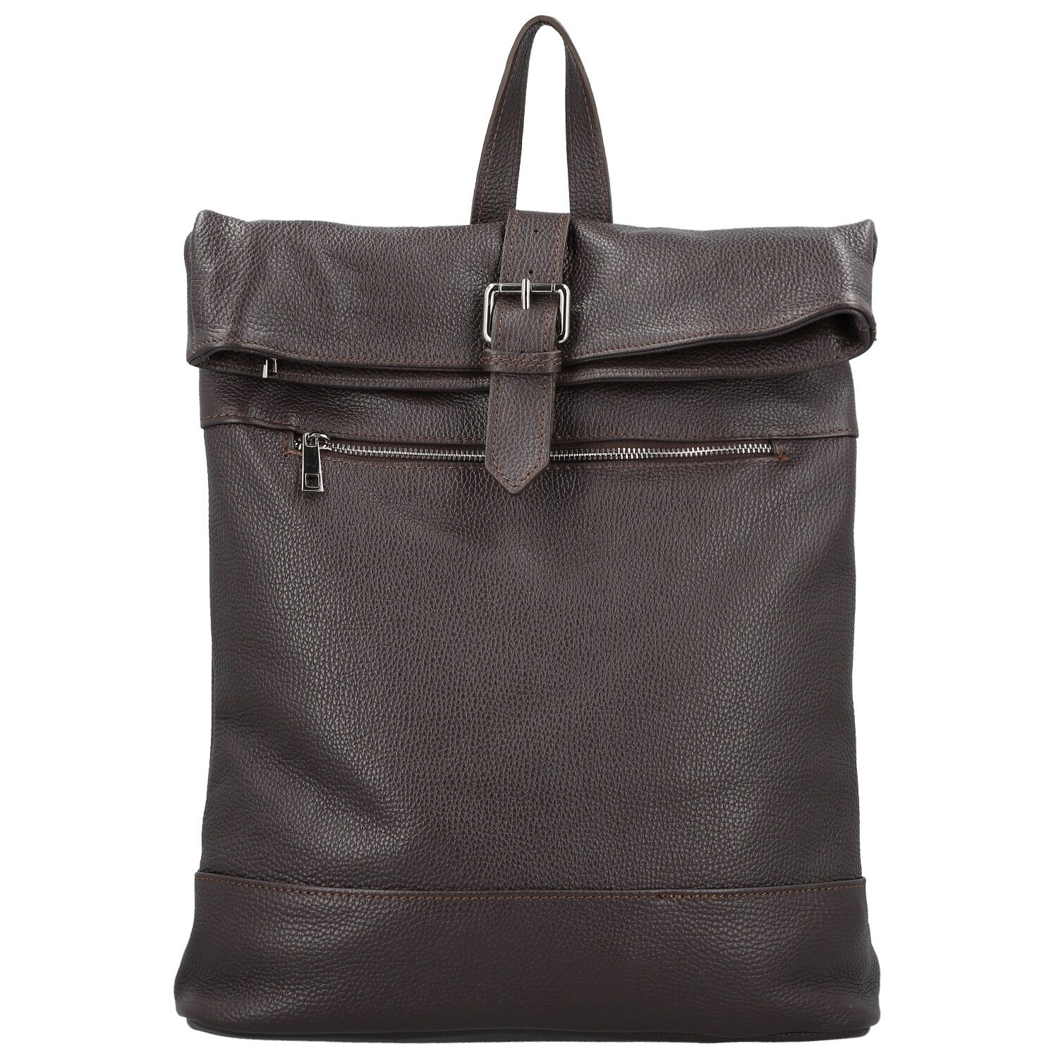 Dámský kožený batoh tmavě hnědý - Delami Vera Pelle Jorge hnědá