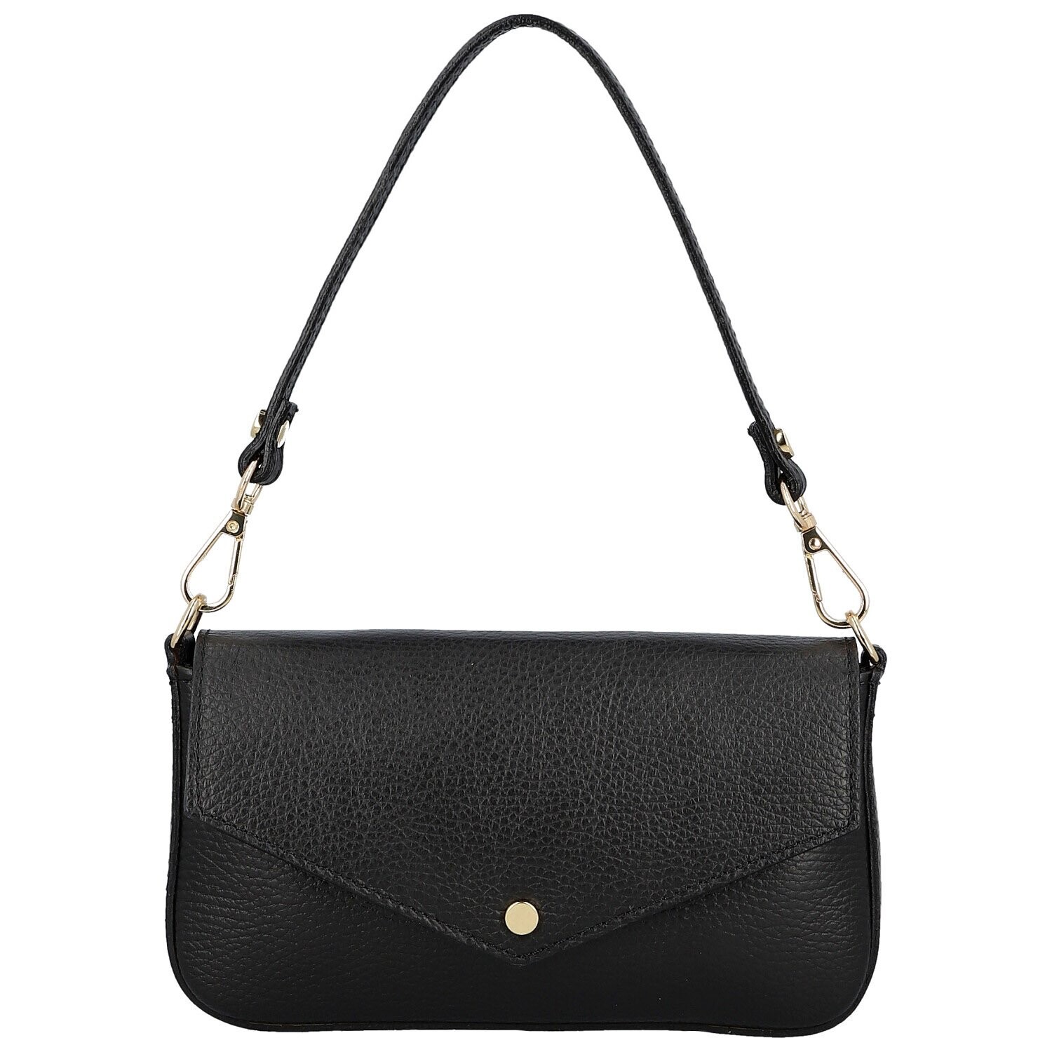 Dámská kožená kabelka na rameno černá - Delami Vera Pelle Aksely černá
