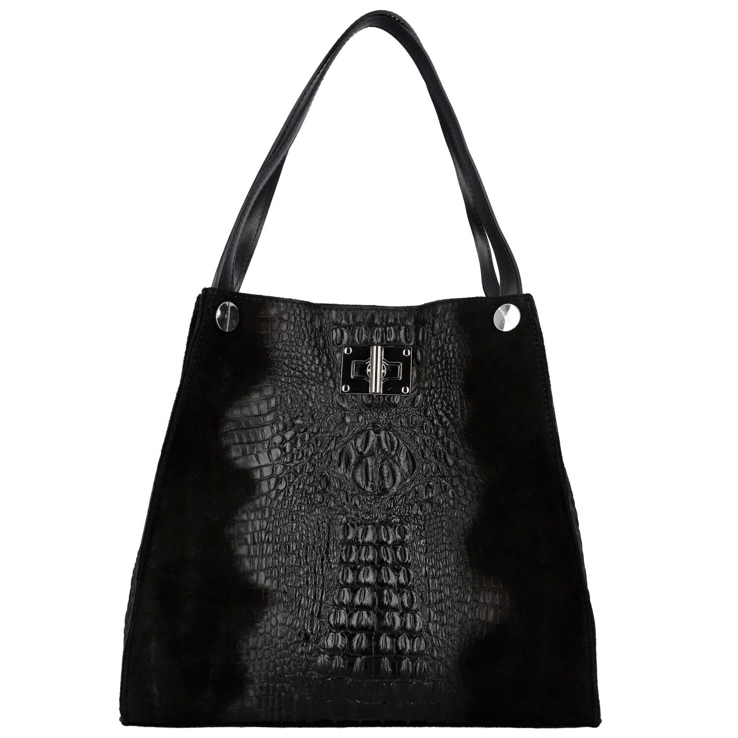 Dámská kožená kabelka na rameno černá - Delami Vera Pelle Jasmin černá