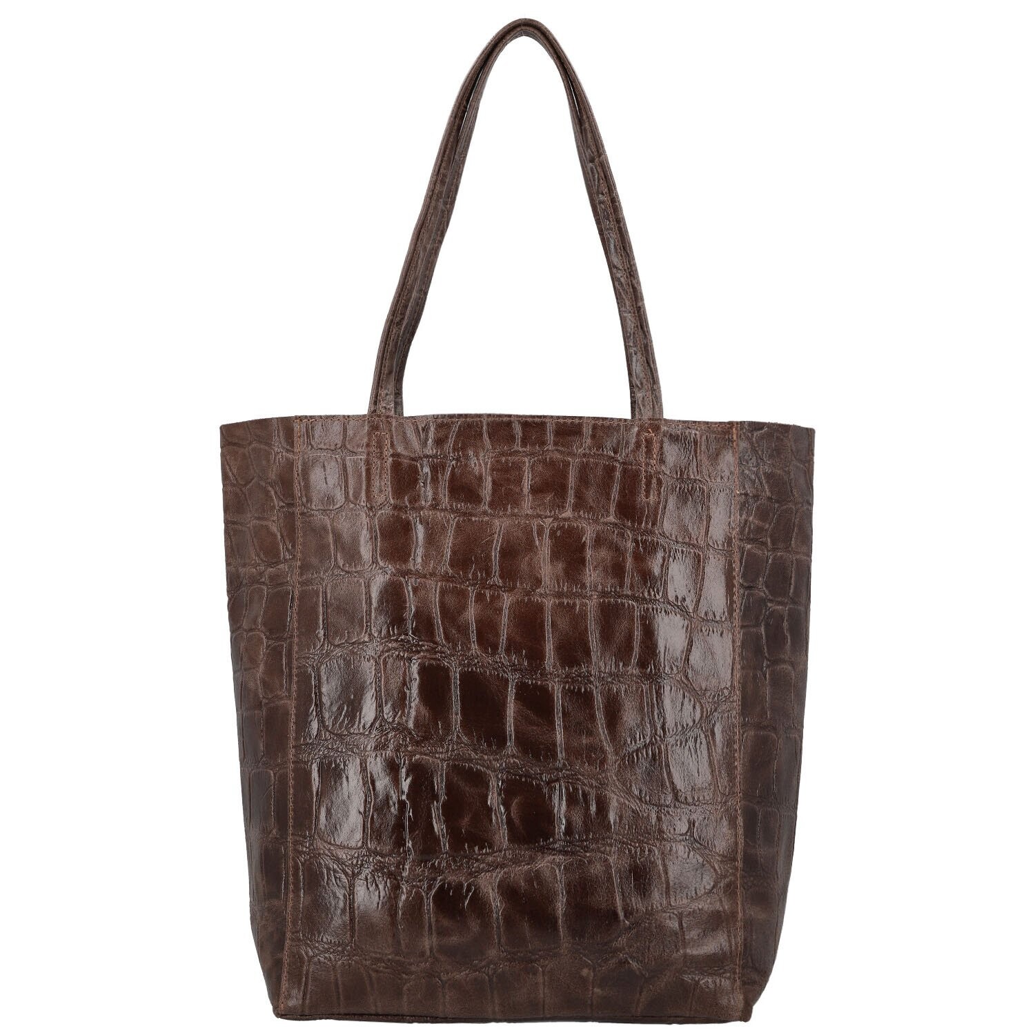 Dámská kožená kabelka na rameno tmavě hnědá - Delami Vera Pelle Rista hnědá