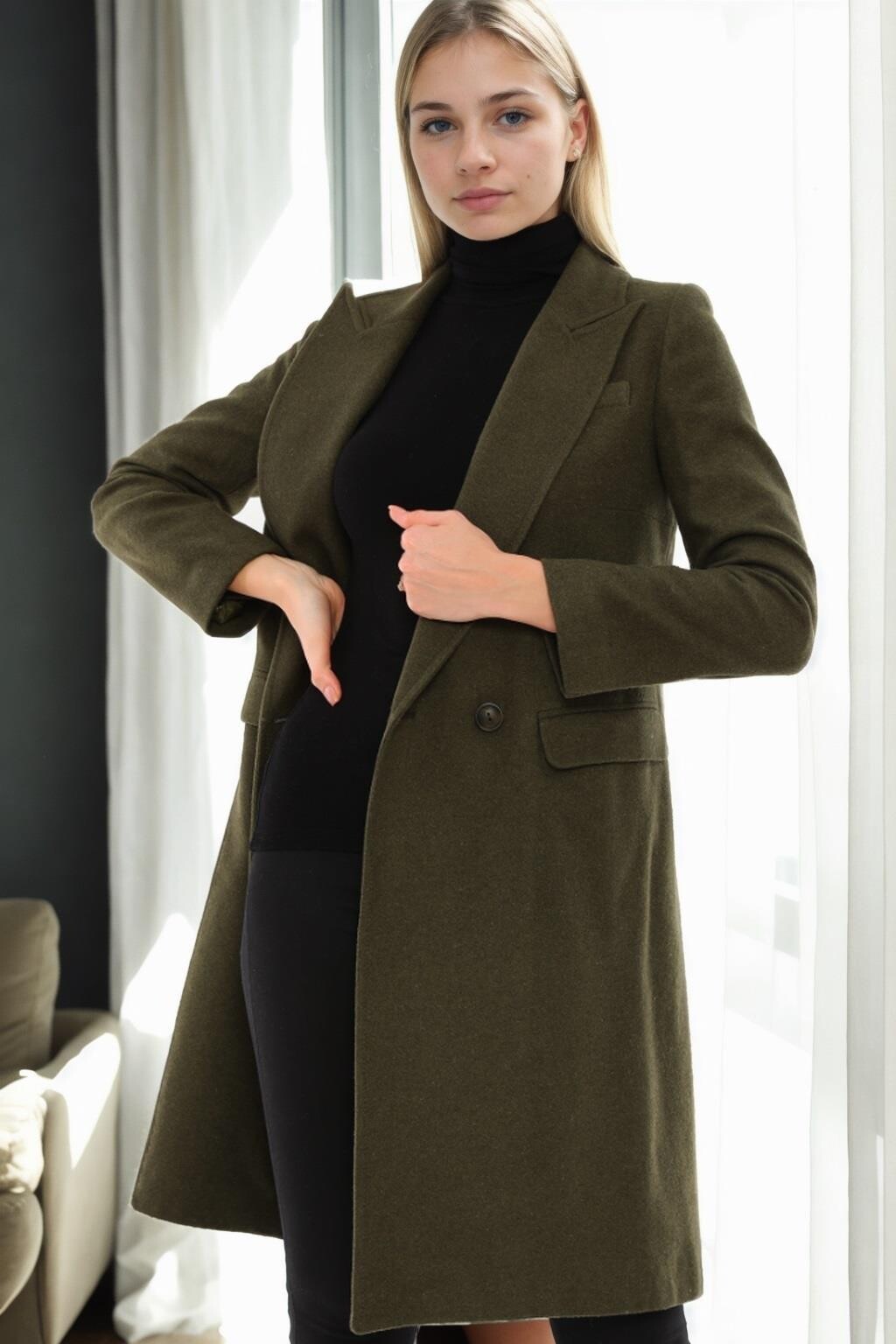 Z9672 DEWBERRY WOMEN'S COAT-KHAKI