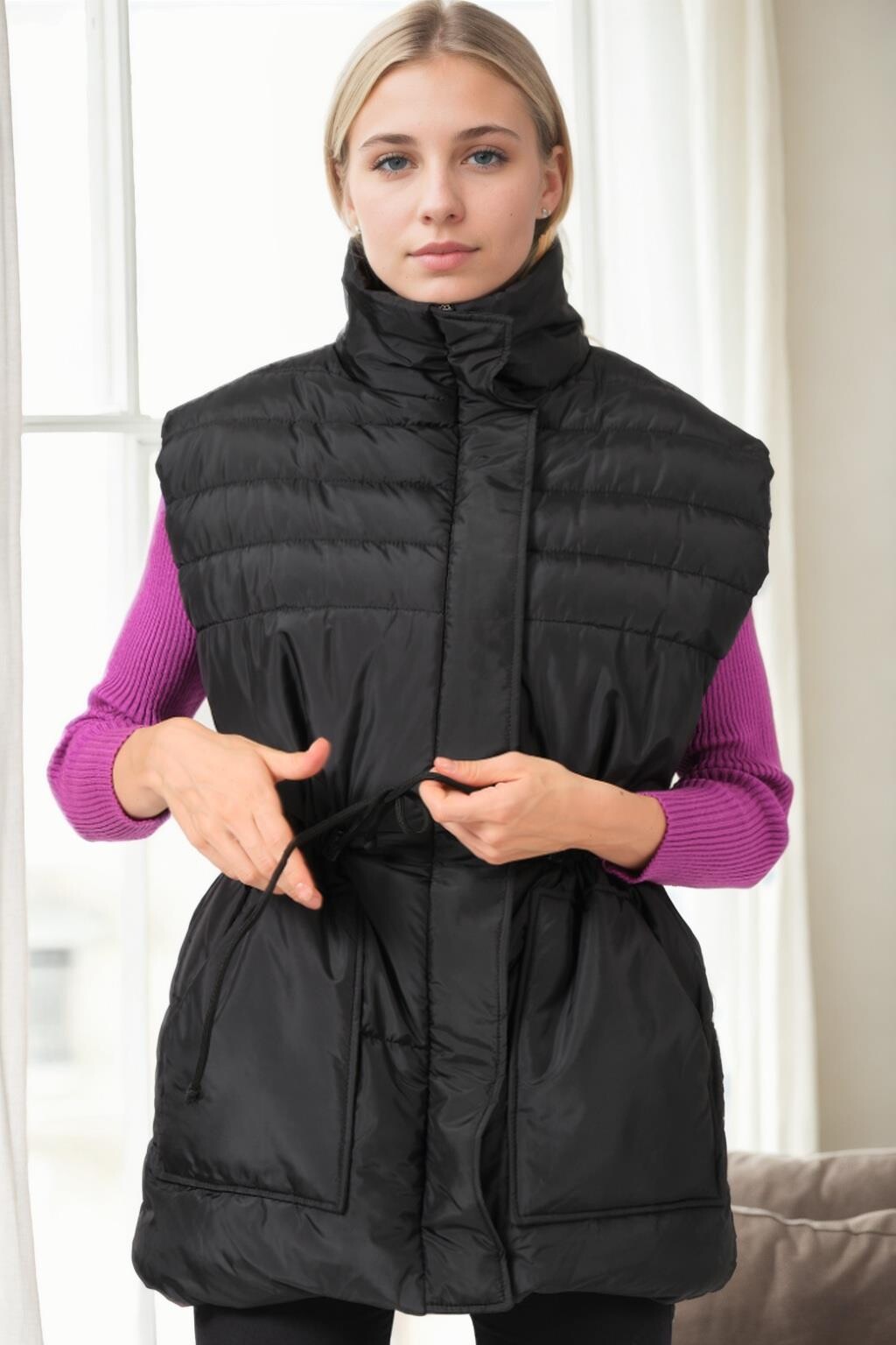 Z9747 DEWBERRY WOMEN'S VEST-BLACK