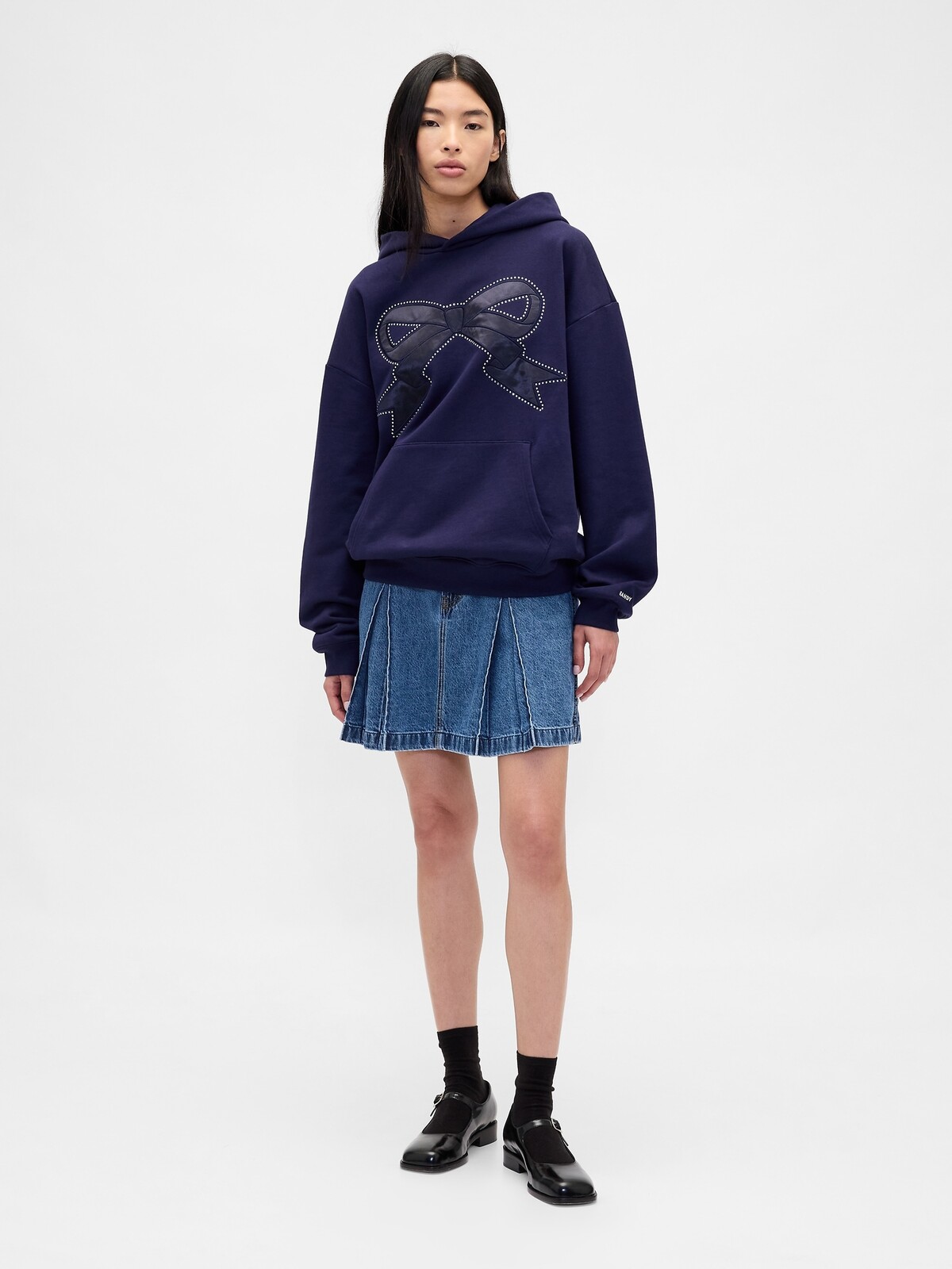 Džínová plisovaná mini sukně Gap × Sandy Liang - Dámské