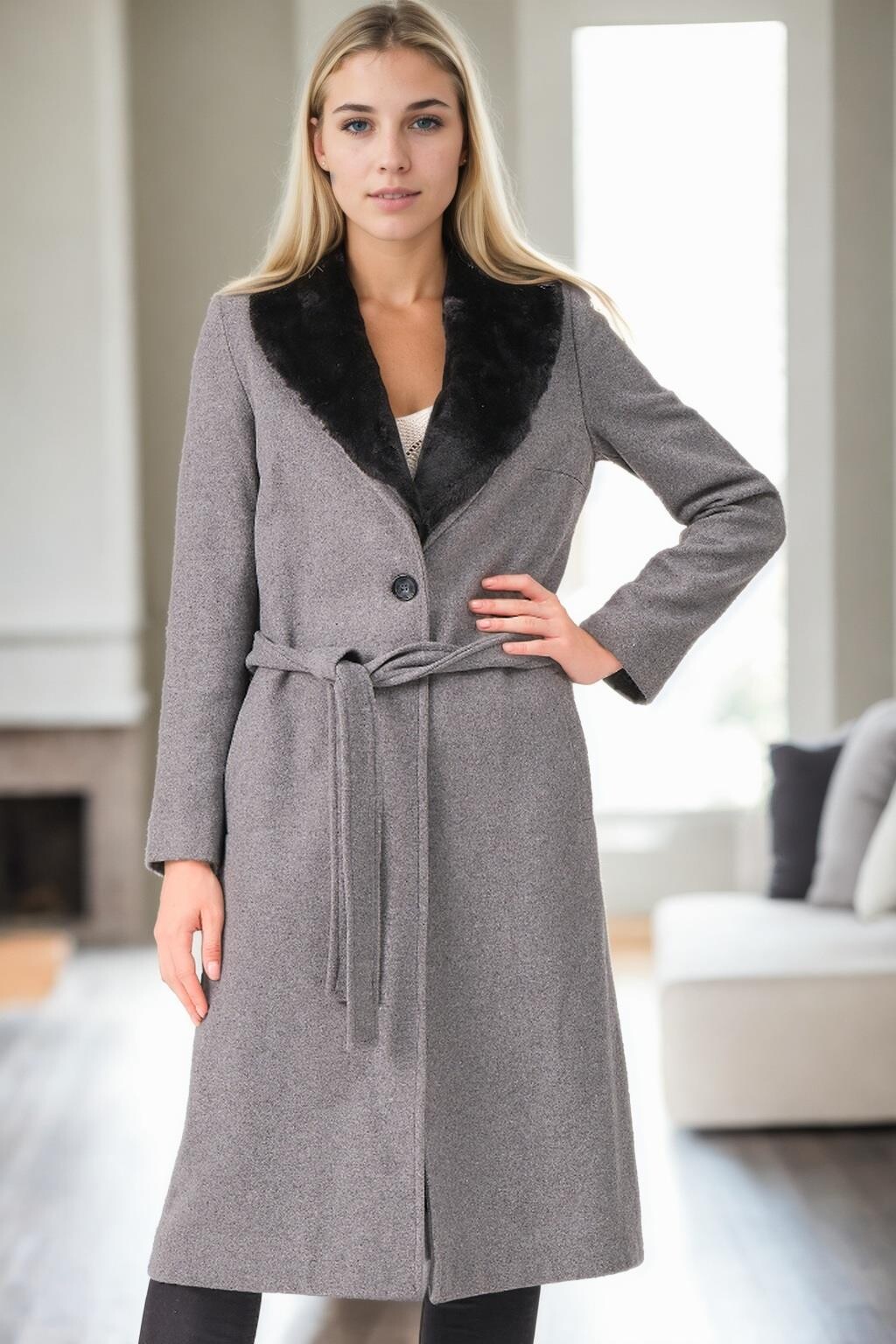 Z9671 DEWBERRY WOMEN'S COAT-GREY