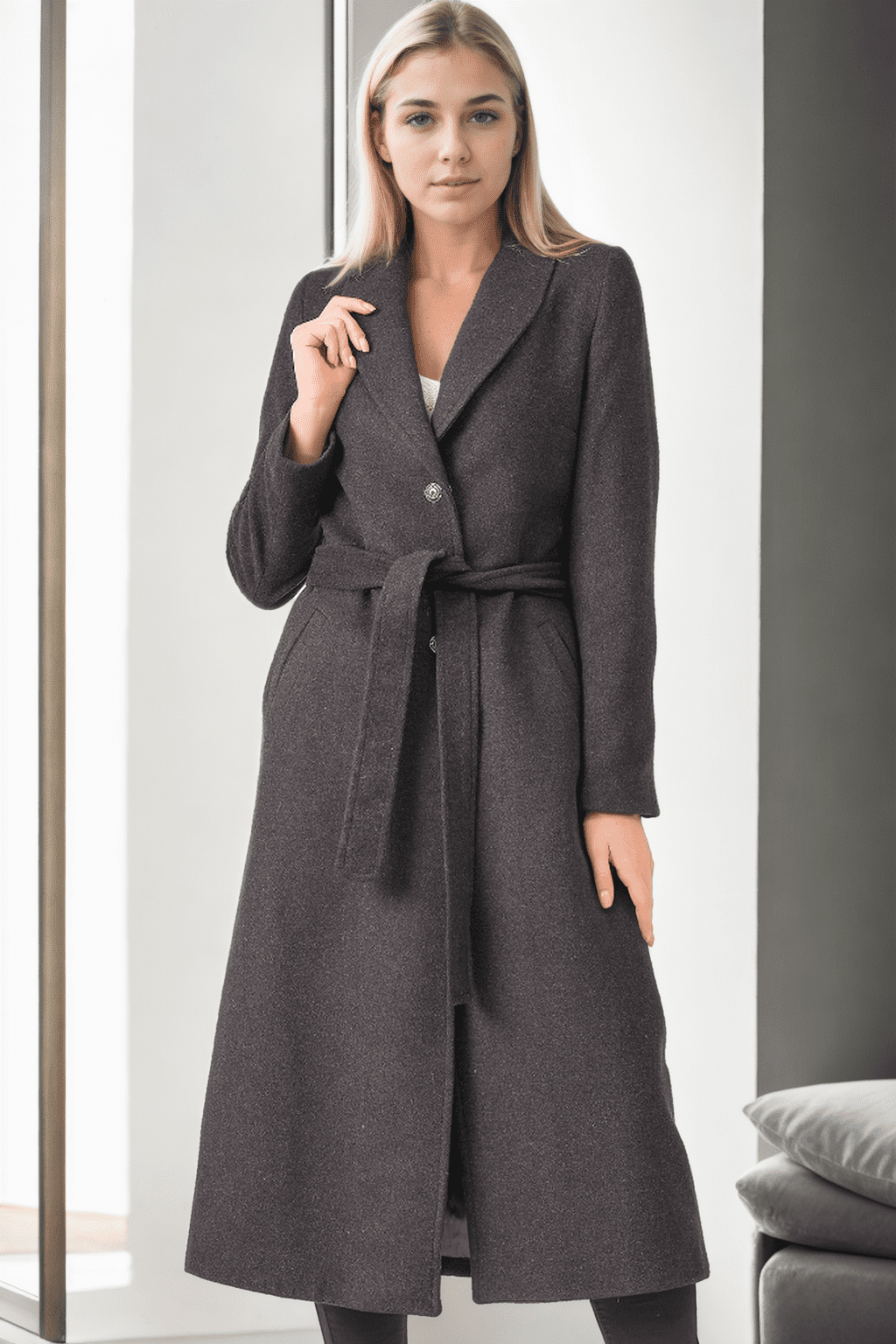 Z9681 DEWBERRY WOMEN'S COAT-ANTHRACITE