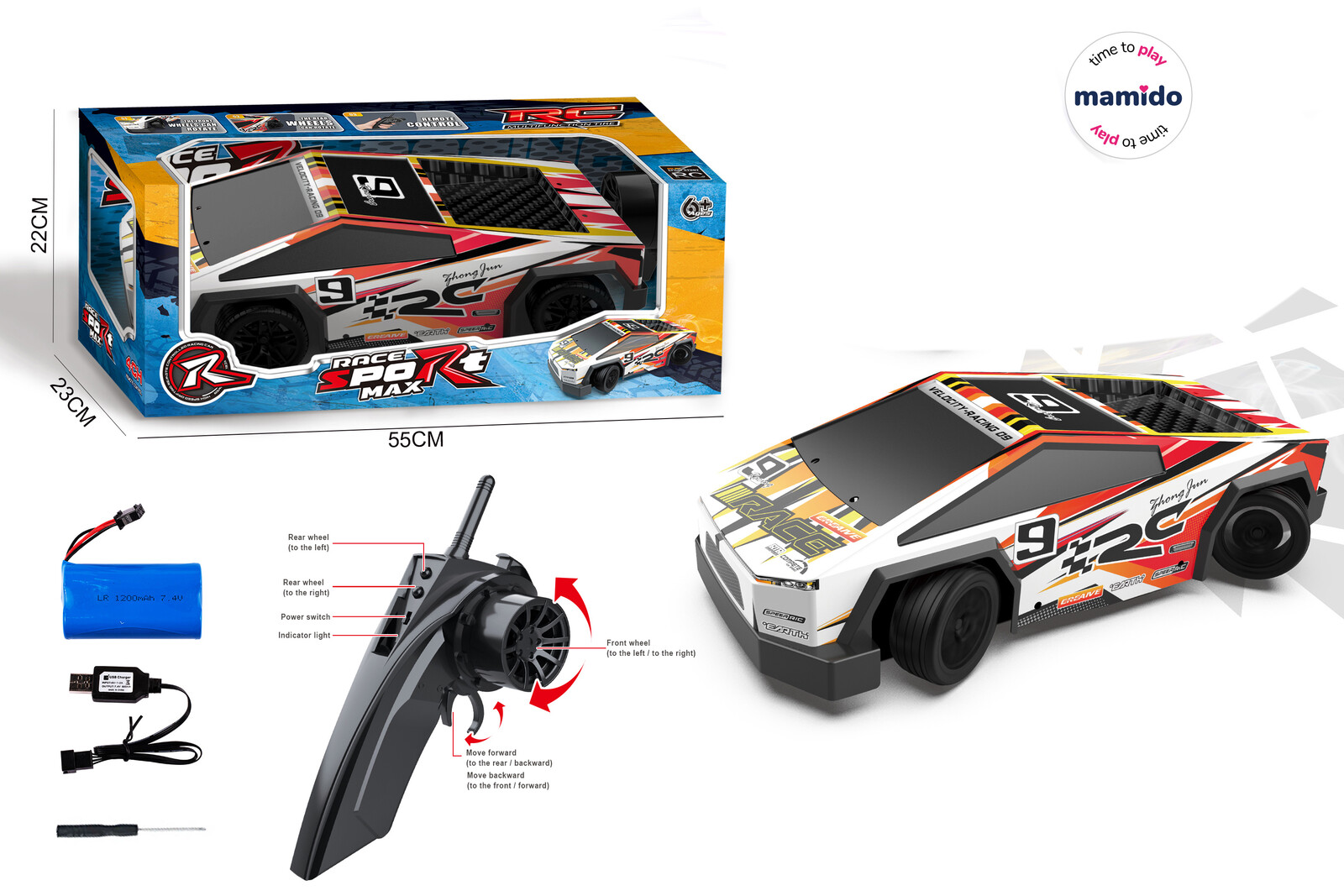 Mamido Mamido Auto na dálkové ovládání Race Sport Max červené RC