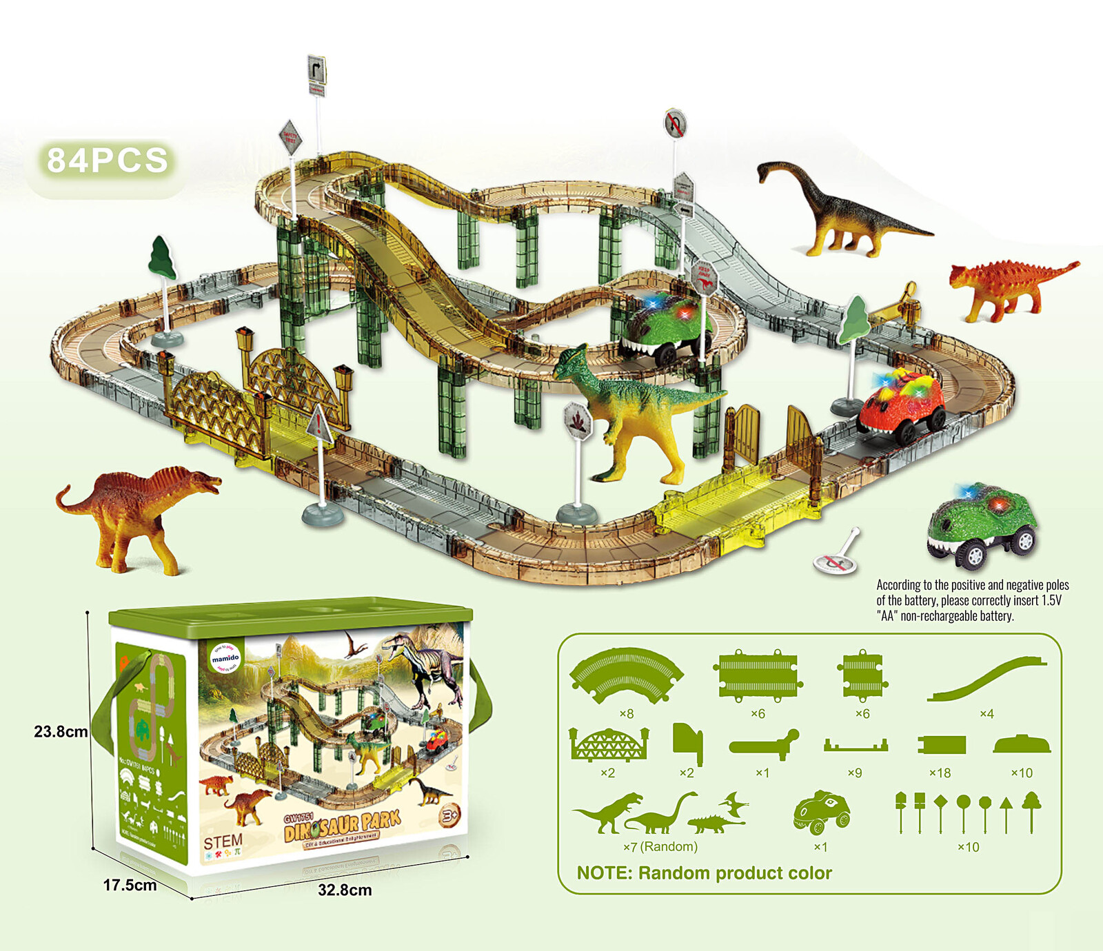 Mamido Mamido Dinosauří závodní dráha s elektrickým autíčkem 84 dílů v Boxu