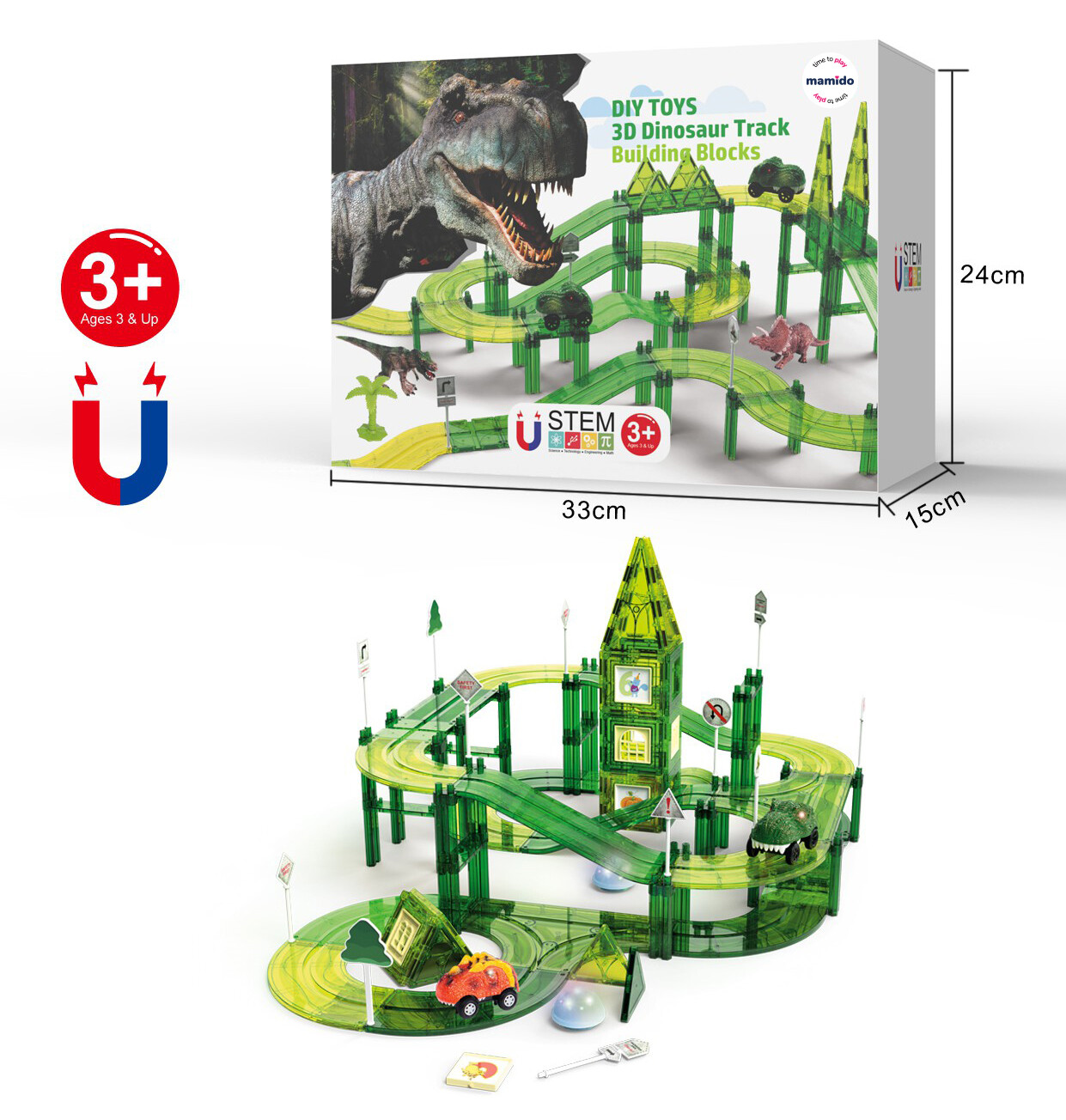 Mamido Mamido Dinosauří magnetická závodní dráha 164 dílů MT1497