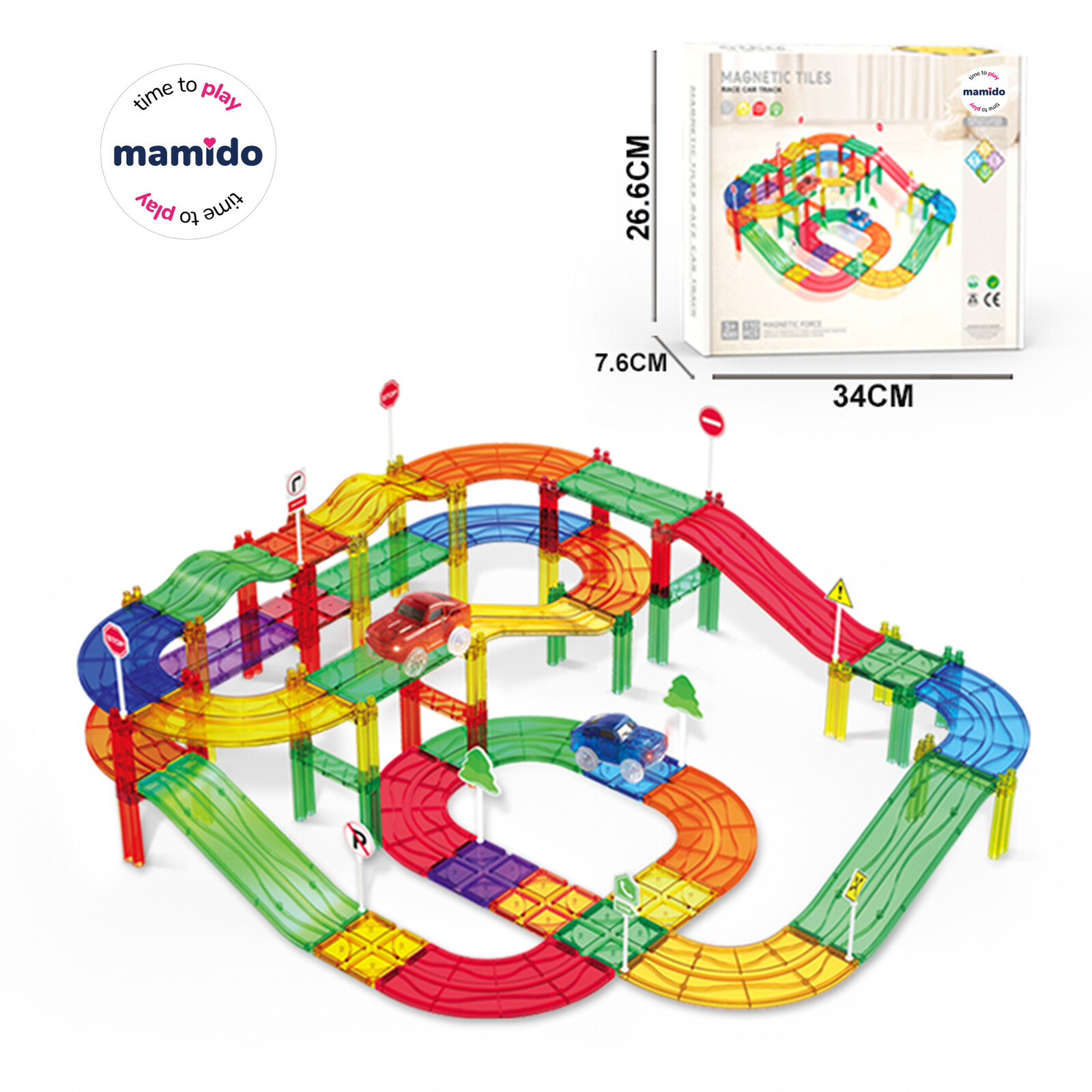 Mamido Mamido Magnetická stavebnice závodní dráha 185 dílů MT1499