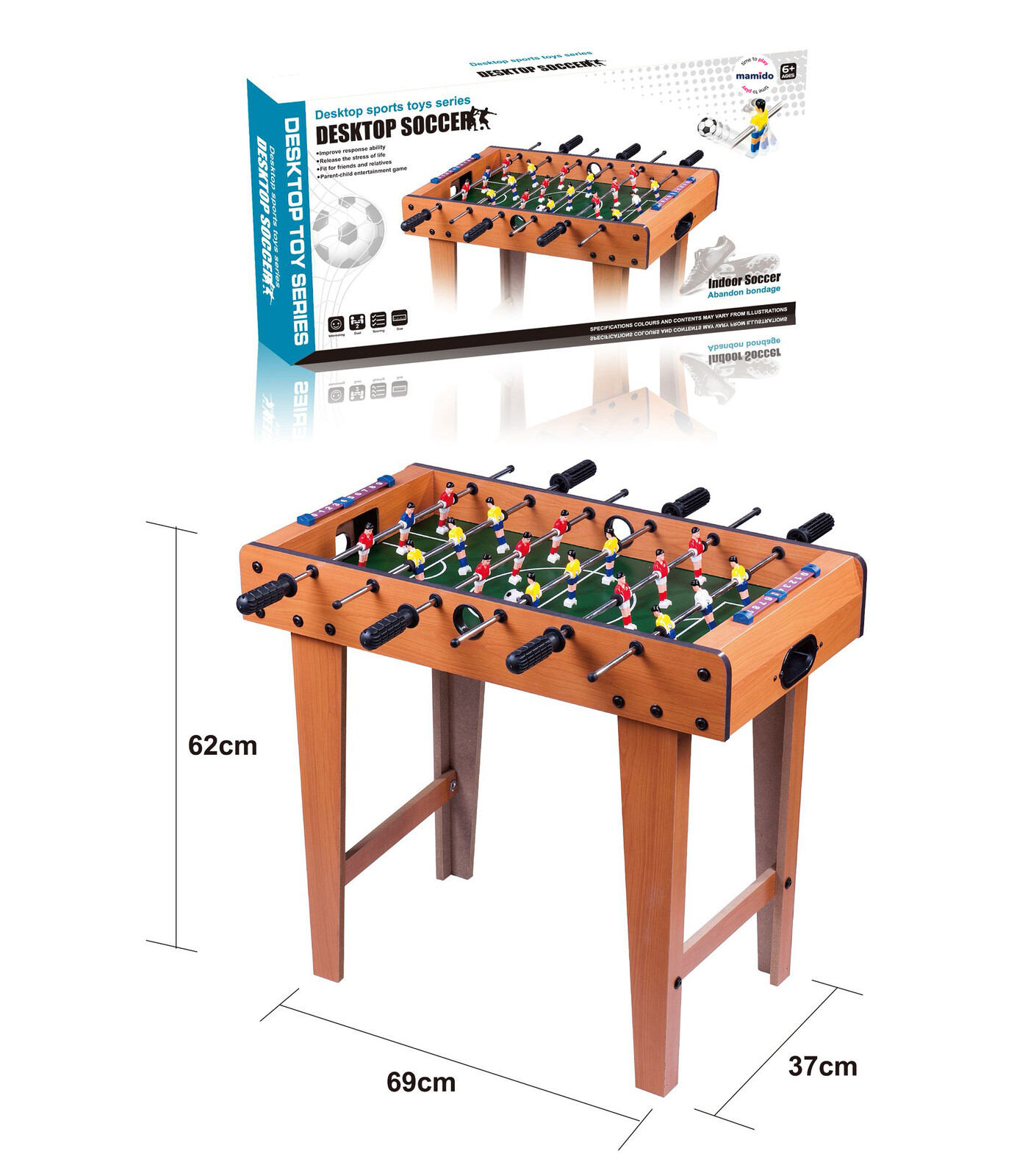 Mamido Mamido Dětský dřevěný stolní fotbálek 62 cm