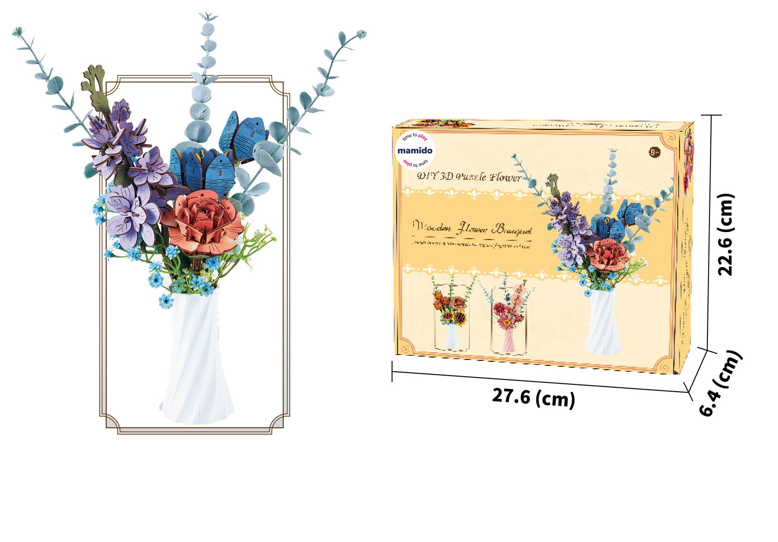 Mamido Mamido Dřevěná stavebnice 3D kytice barevných květin MT1179