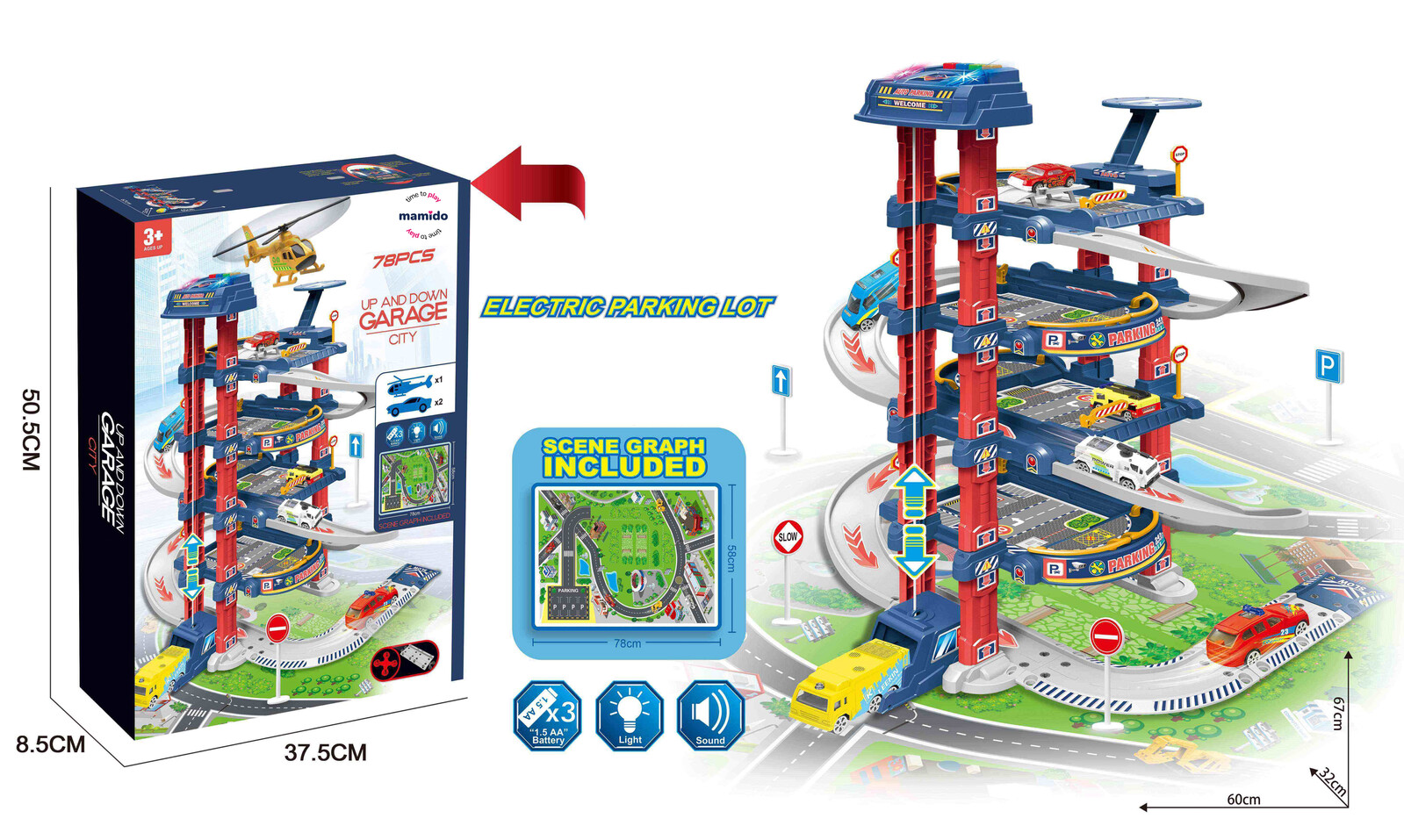 Mamido Mamido Policejní garáž s herní podložkou a autíčky 78 ks MT1271