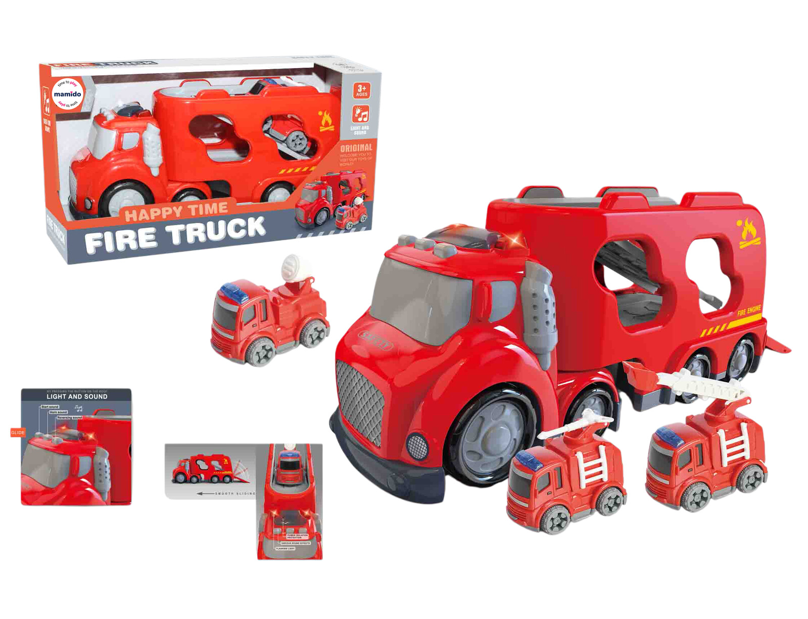 Mamido Mamido Hasičské auto pro nejmenší světla a zvuky Fire Truck