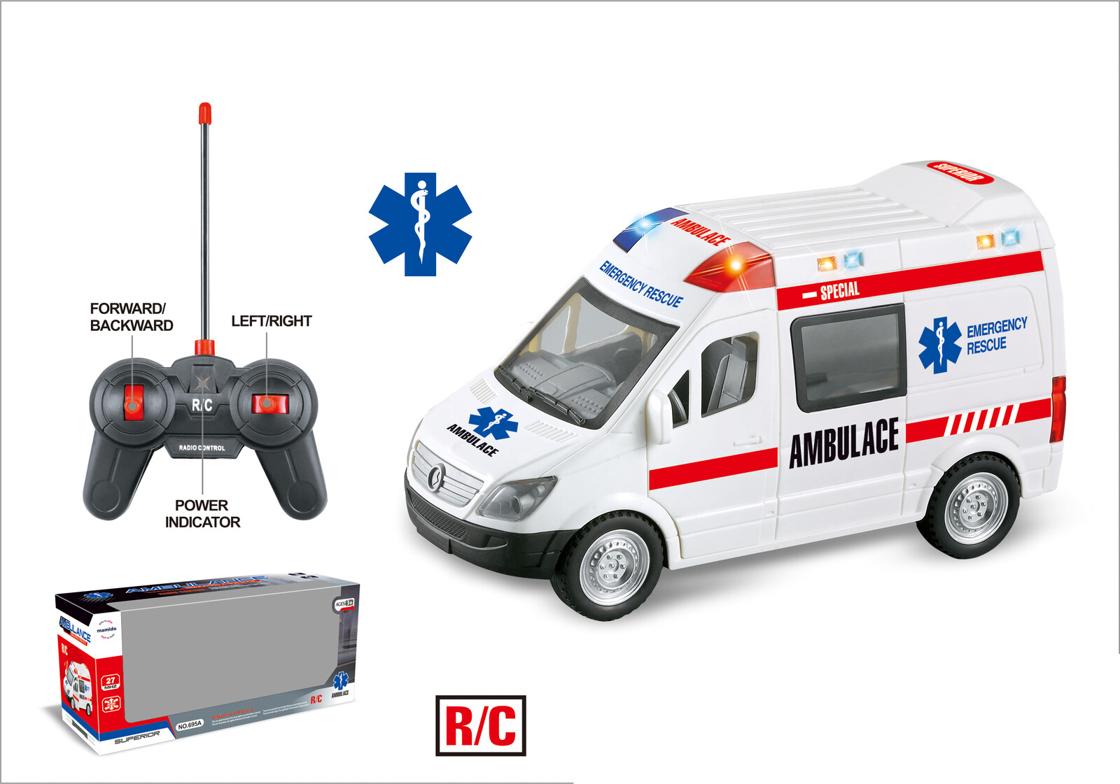 Mamido Mamido Sanitka na dálkové ovládání 1:20 se světly a zvuky 695A RC