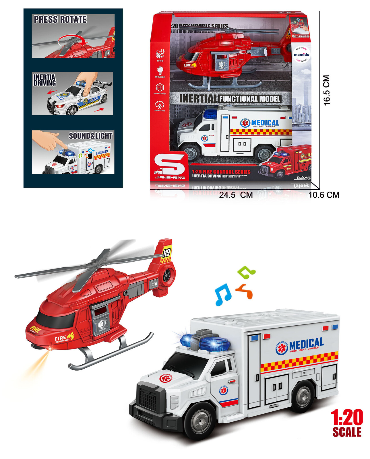 Mamido Mamido Záchranářský set 1:20 sanitka a vrtulník Medical MT1289