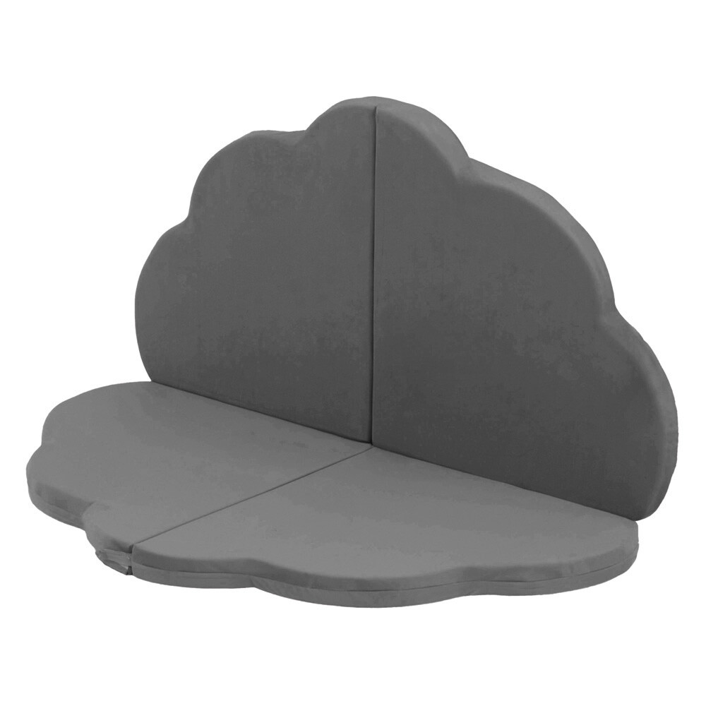 PLUSH NEST PLUSH NEST Plyšová hrací podložka ve tvaru květu Samet 120 × 120 × 5 cm šedá