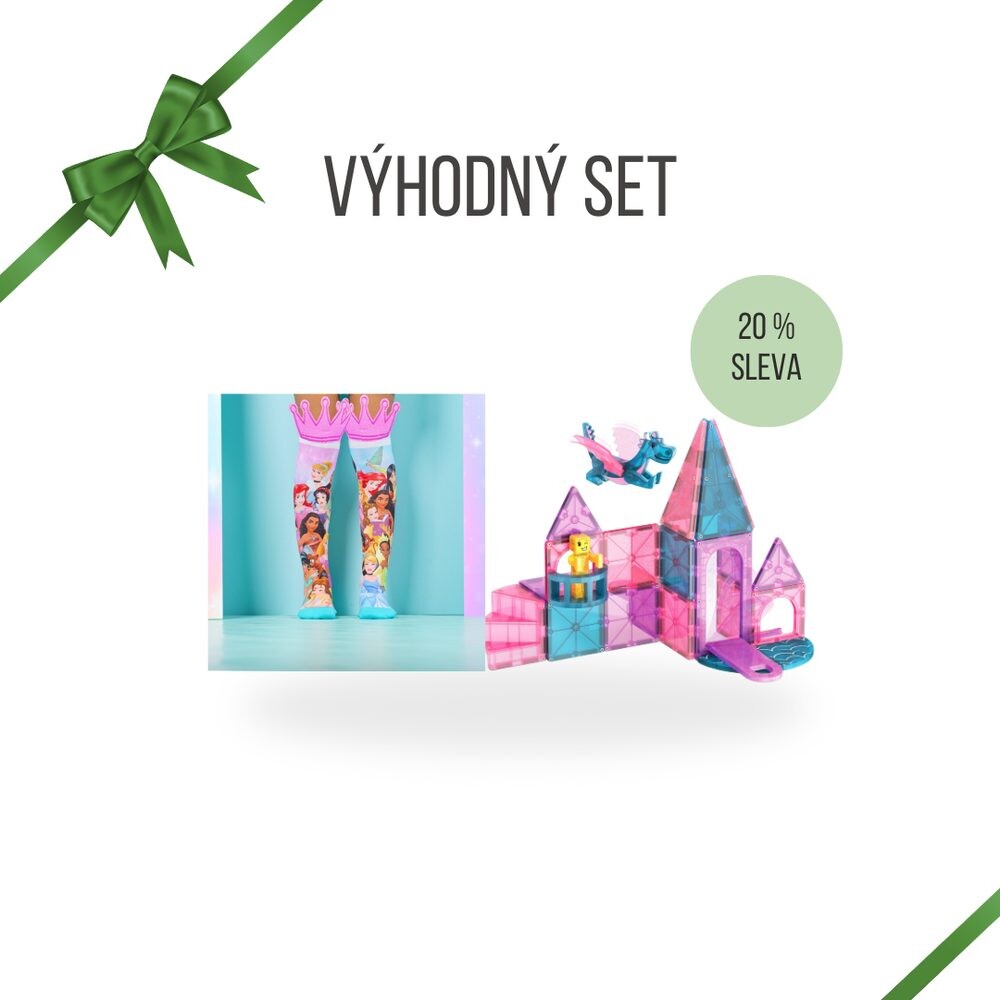 DĚTSKÝ SET PRO PRINCEZNU Magnetická stavebnice CASTLE 25 DÍLŮ a Podkolenky MADMIA