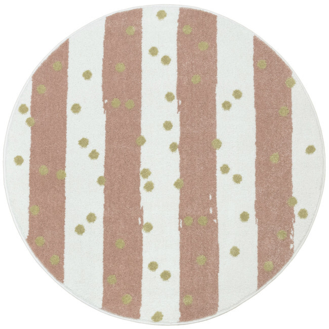 Koberec LIMA M044A krémový / růžový / zlatý kruh