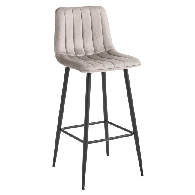 Barová židle POZZA sametová tmavě béžová (černé nohy)