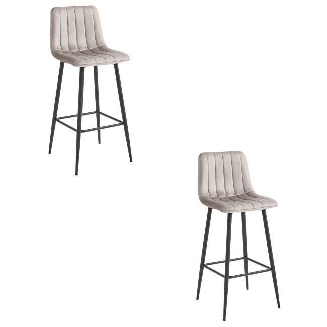 Set dvou barových židlí POZZA sametové tmavobéžové (černé nohy) 2 ks