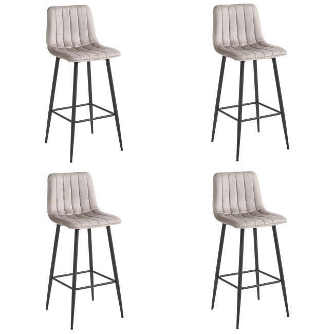 Set čtyř barových židlí POZZA sametové tmavobéžové (černé nohy) 4 ks