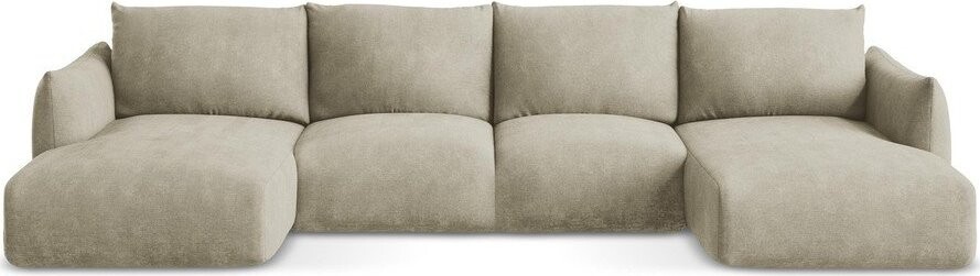 Béžová žinylková rozkládací rohová pohovka (do