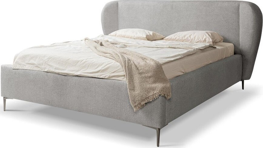 Světle šedá čalouněná dvoulůžková postel s roštem 140x200 cm Makana – Makamii