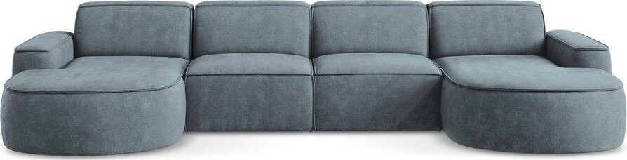 Šedomodrá žinylková rohová pohovka (do