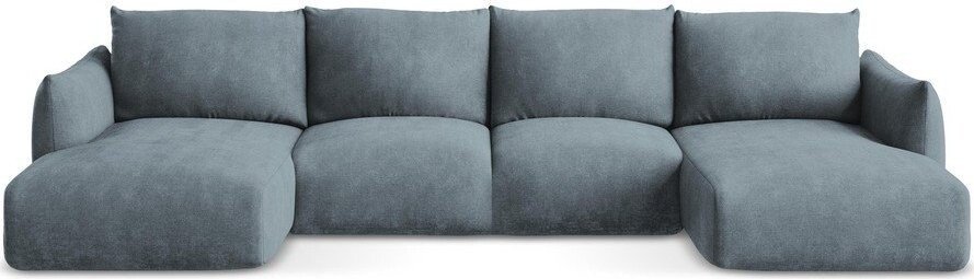 Modrá žinylková rozkládací rohová pohovka (do