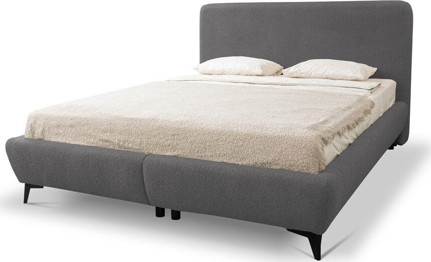 Tmavě šedá čalouněná dvoulůžková postel s úložným prostorem s roštem 180x200 cm Makapu – Makamii