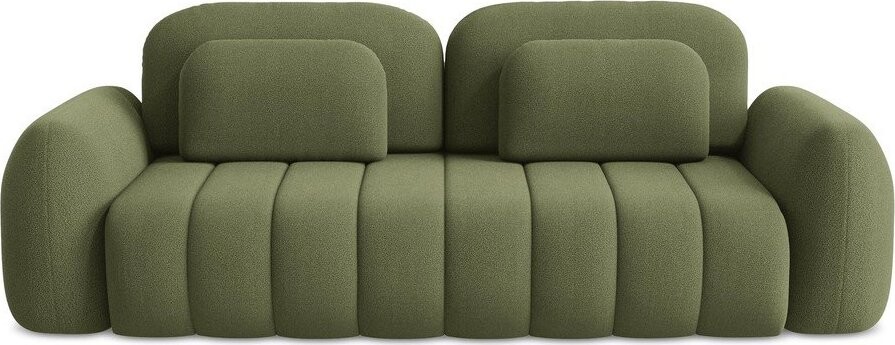 Zelená rozkládací/s úložným prostorem pohovka z textilie bouclé 266 cm Pele – Makamii