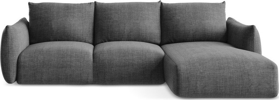 Tmavě šedá rozkládací rohová pohovka (pravý roh/s lenoškou) Leila – Makamii