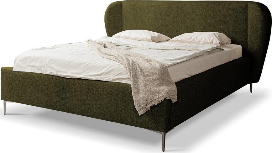 Tmavě zelená čalouněná dvoulůžková postel s roštem 140x200 cm Makana – Makamii