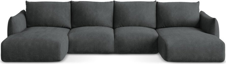 Tmavě šedá žinylková rozkládací rohová pohovka (do