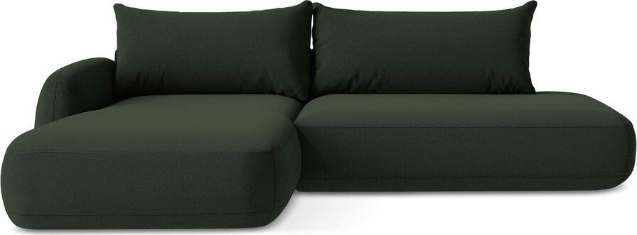 Tmavě zelená rozkládací rohová pohovka (levý roh/s lenoškou) Hale – Makamii