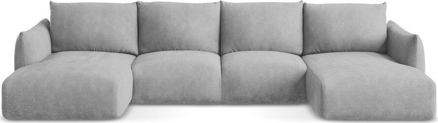 Světle šedá žinylková rozkládací rohová pohovka (do 